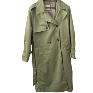 MNG Olive Green Trench Coat Water Repellent Longline Classic Lightweight L Belt